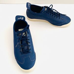 Rare Onitsuka Tiger Blue & White Leather Sneakers Sample Women sz 6.5
